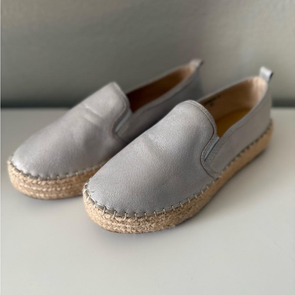 Hannah Silver Espadrille Slip-Ons